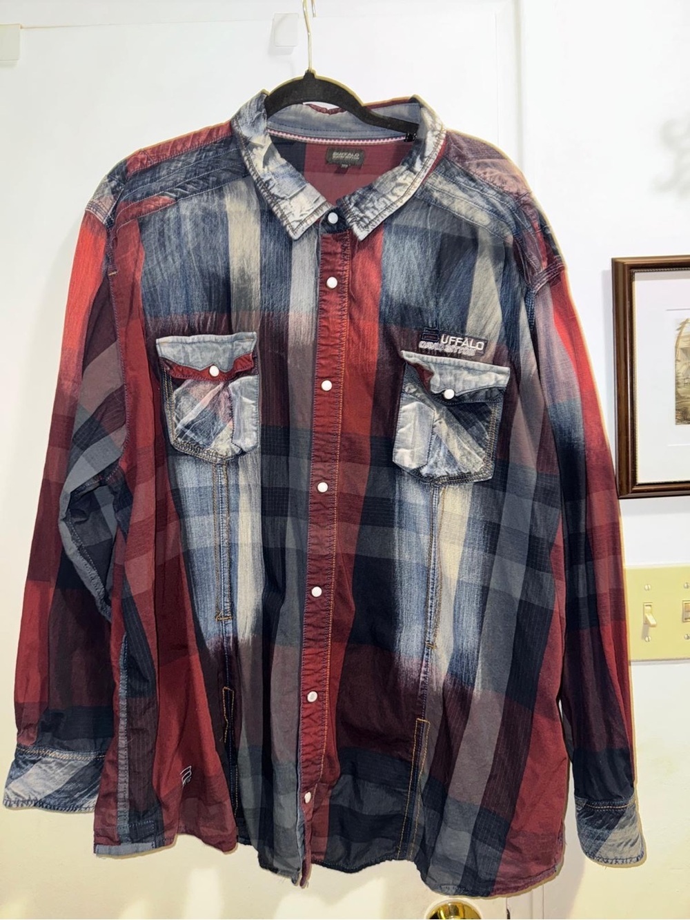 Buffalo David Bitton Plaid Button-Up in Blue, Red & Cream